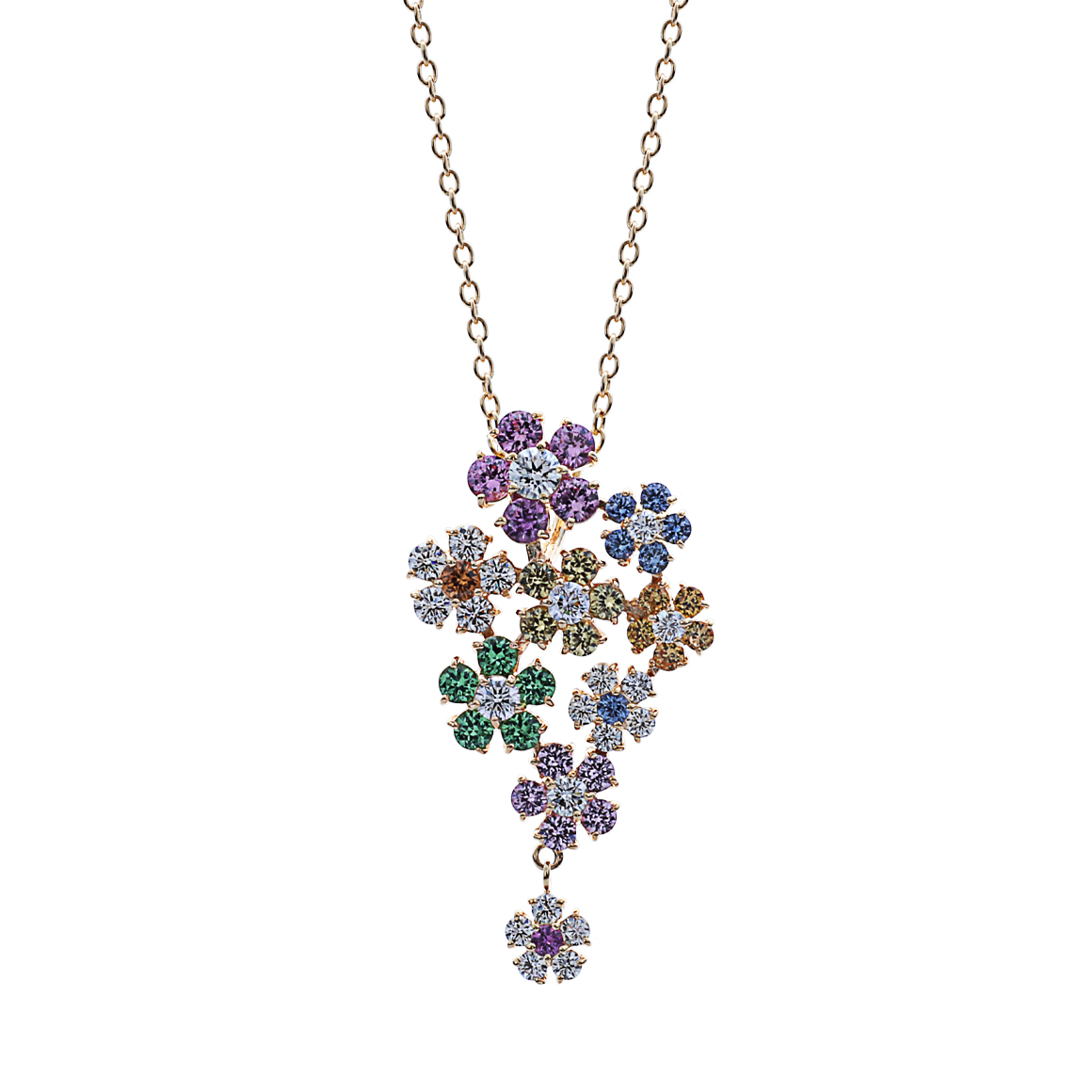 カラーサファイアネックレスK18YG/カラーサファイア・ダイヤモンド