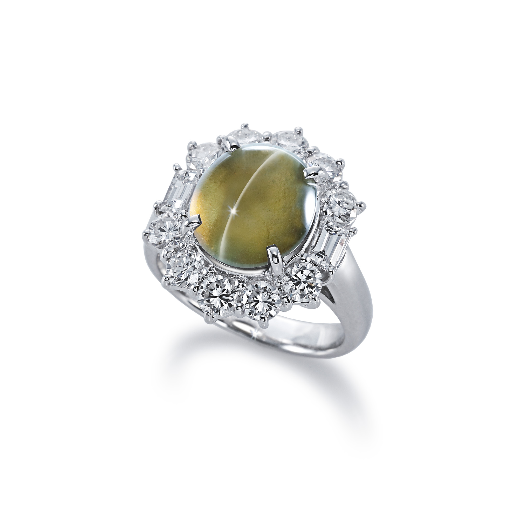 pt900クリソベリルキャッツアイダイヤリング